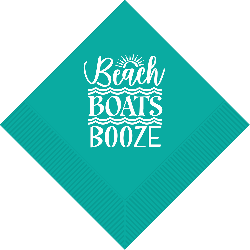 "BEACH BOATS BOOZE" Beverage Napkins (pk of 25)