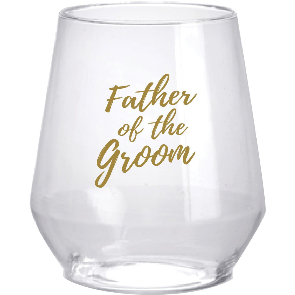 Father of the Groom Stemless Wine Glasses