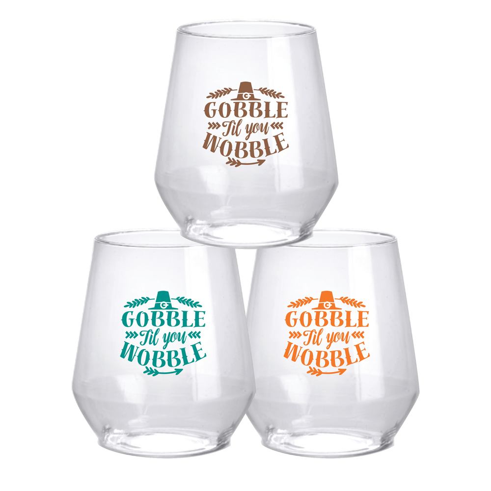 "Gobble Wobble" 12oz Stemless Cups (6/pk)