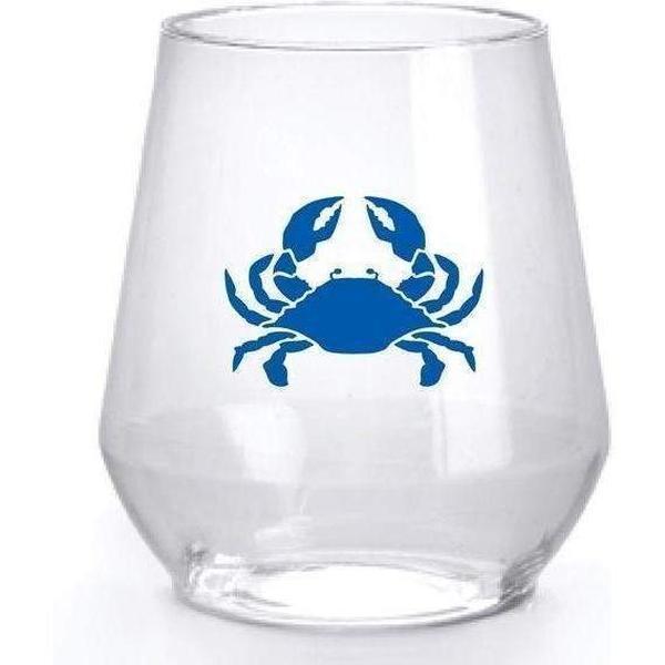 Blue Crab Stemless Wine Glasses - Party Cup Express