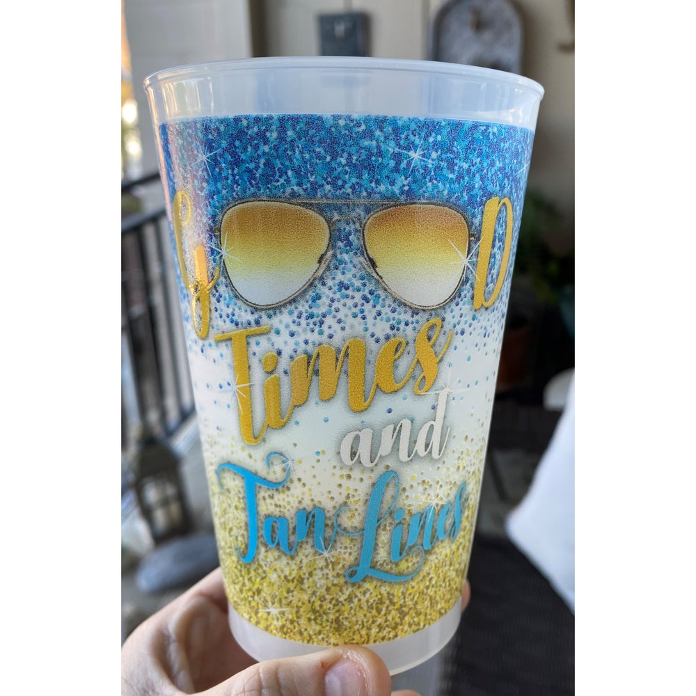 Good Times and Tan Lines 20oz Frost Flex cups with Full Digital wrap (pk of 20)