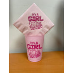 "It's A Girl" 16oz Frost Flex Cups and Beverage Napkins (25/Pk)