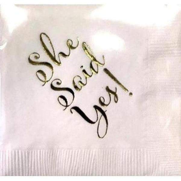 "She Said Yes!" Beverage Napkins - Party Cup Express