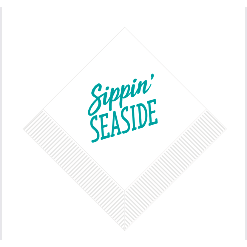 "Sippin Seaside" White Beverage Napkin (pk of 25)