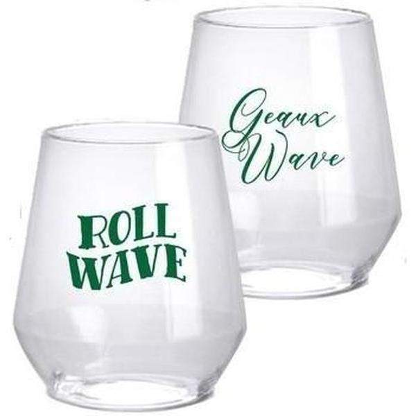 Roll Wave/Green Wave 12oz Stemless Cups (6/pk)
