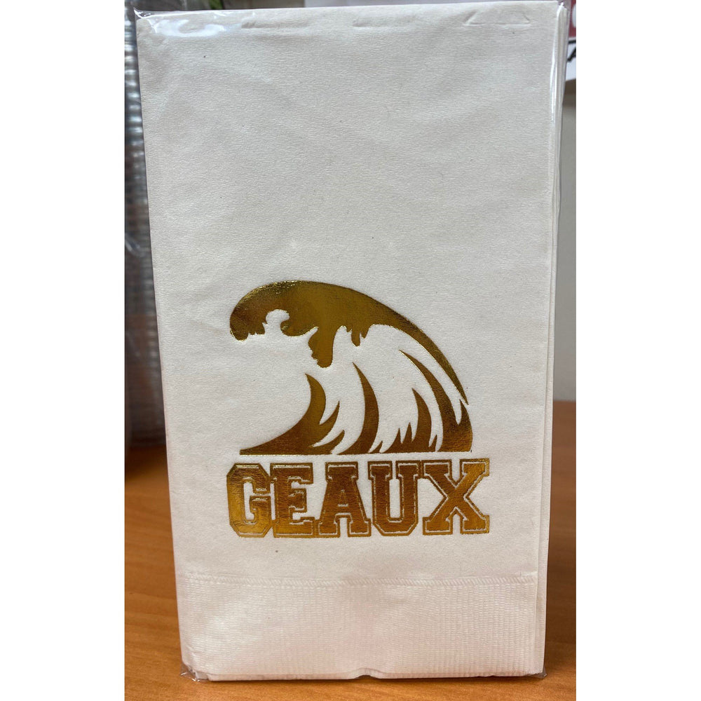 "GEAUX" (Wave) White handtowels (pk of 25)